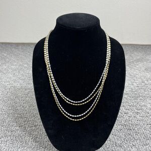 Stella Dot Necklace Beaded Layered Silver Gold Tone Chain Women Jewelry Signed
